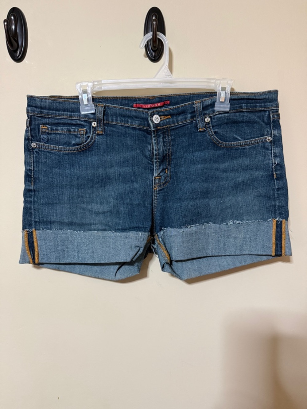 Vigoss Dark Blue Rolled Hem Denim Shorts